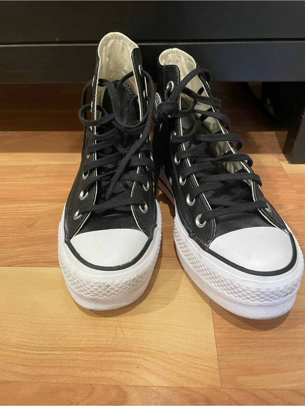 Converse Black and White High-Top Sneakers - fake leather